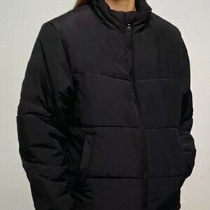 Onia Lightweight Puffer Womens Jacket Sz L Black Zip Up